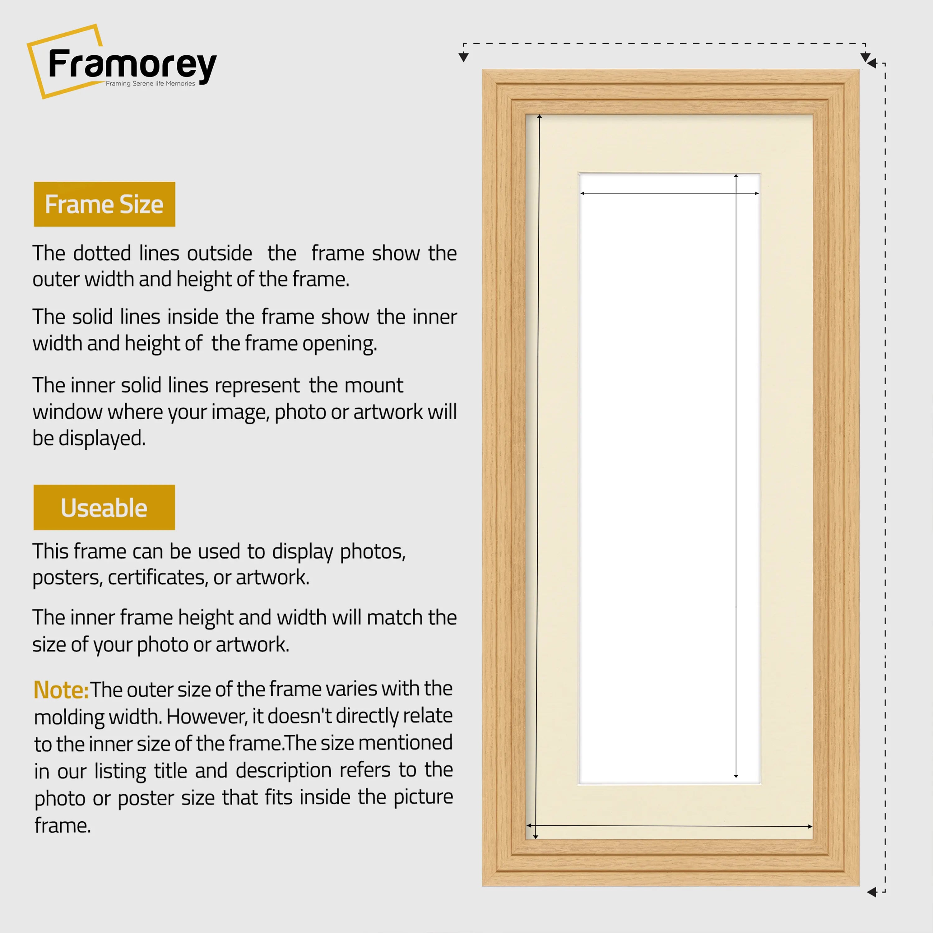 Panoramic Step Style Oak Photo Frame With Ivory  Mount
