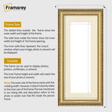 Panoramic Size Gold Picture Frame Shabby Wall Frames With Ivory Mount
