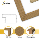 Flat Square Size Oak Picture Photo Frame Wall Art Poster Frame With White Mount
