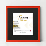 Square Size Red Thin Matt Picture Frames With Black Mount