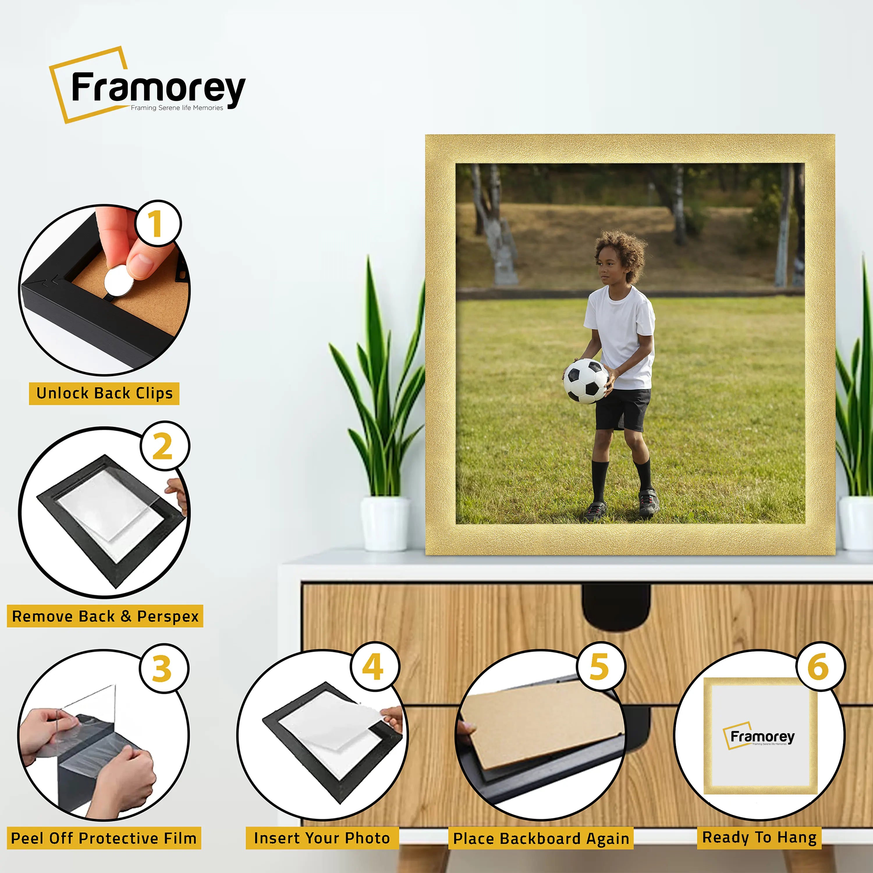 Square Size Picture Frame Gold Glitter Sparkle Photo Frames