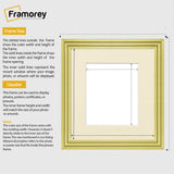 Step Style Square Size Gold Picture Frame With Ivory Mount