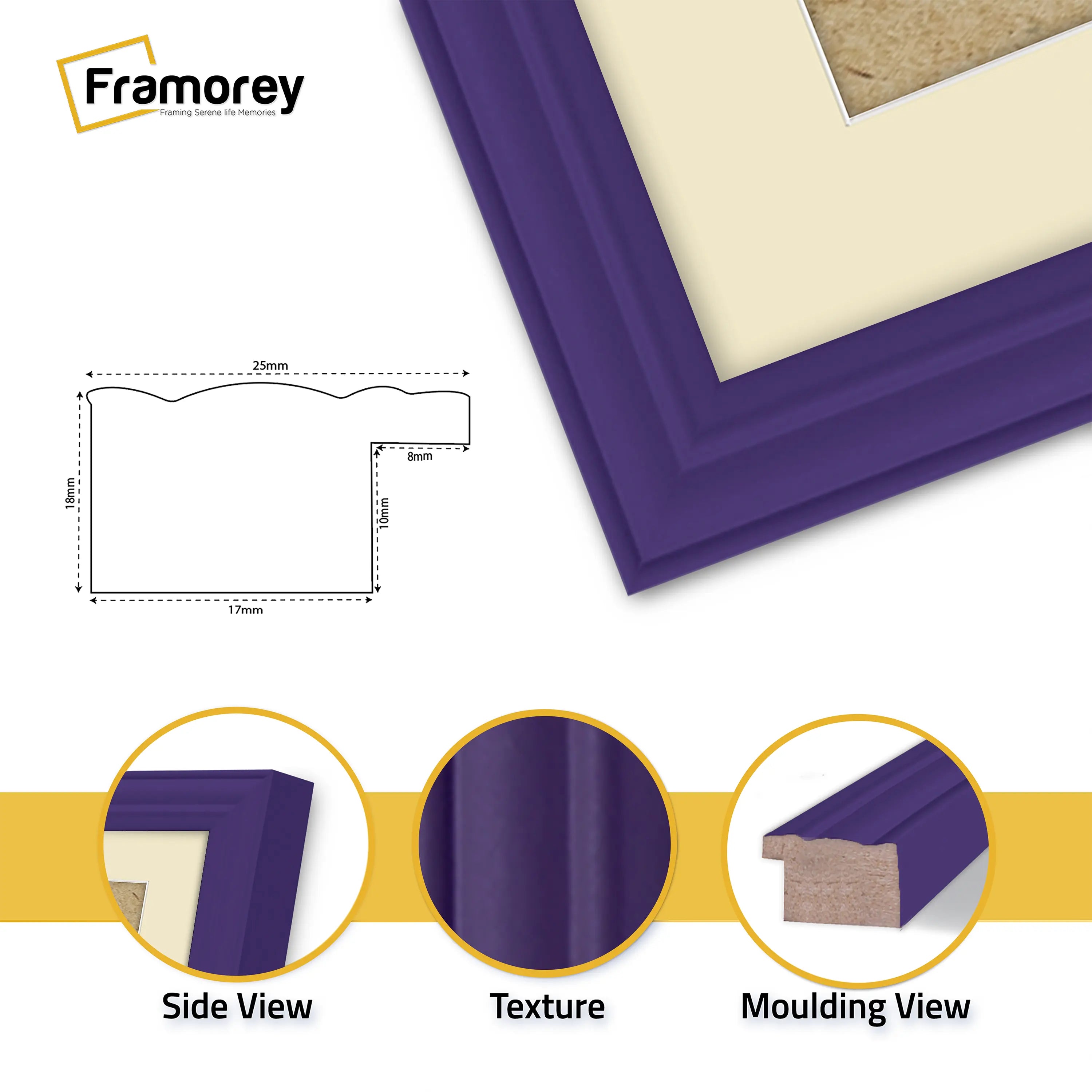 Antique Style Panoramic Purple Wall Art Photo Frame With Ivory Mount