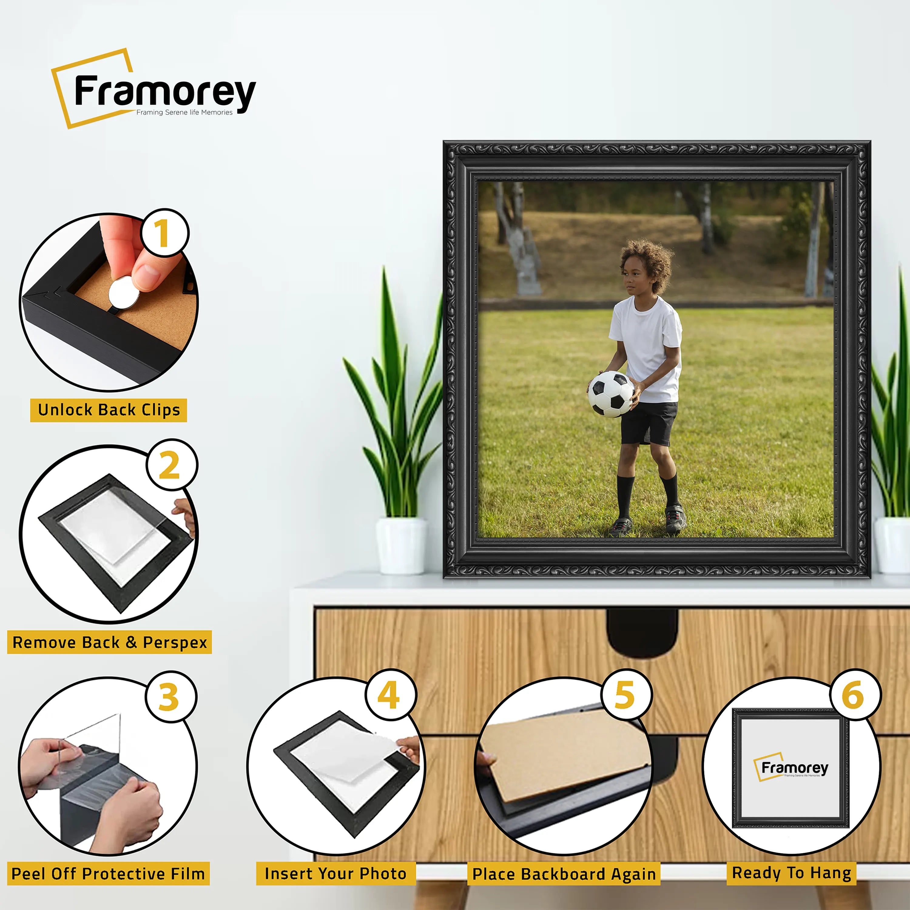 Square Size Black Shabby Picture Frame Photo Frames