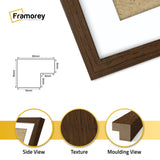 Square Size Thin Matt Walnut Picture Frames With White Mount