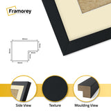 Square Size Thin Matt Black Picture Frames with Ivory Mount