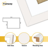 Flat Square Size White Photo Frame Wall Art Frame With White Mount