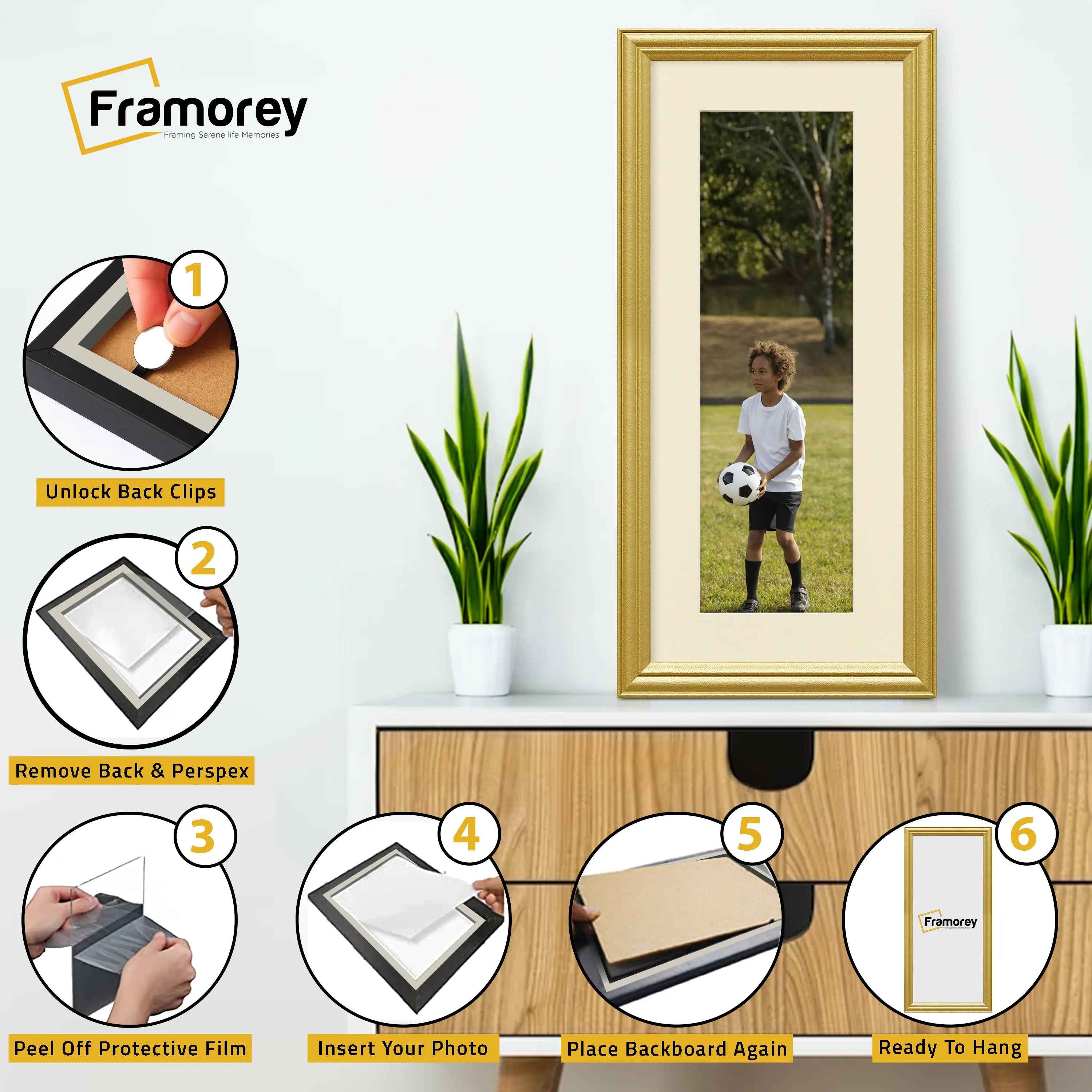 Antique Style Panoramic Gold Picture Frame With Ivory Mount Photo Frame