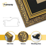 Panorama Gold Photo Frame Dahlia Wall Art Hanging With Black Mount