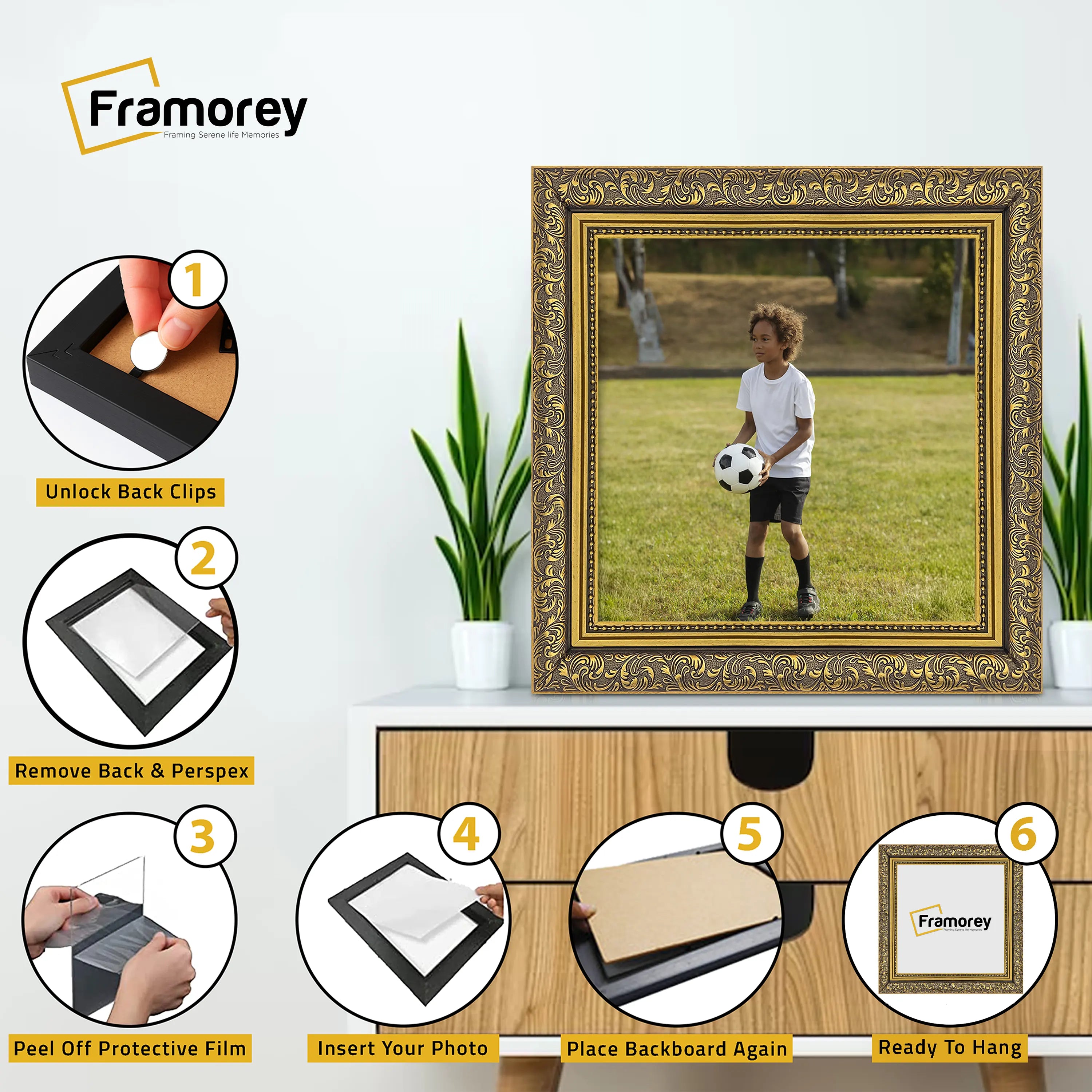 Square Photo Frames Gold Picture Frame Dahlia Wall Art Frame