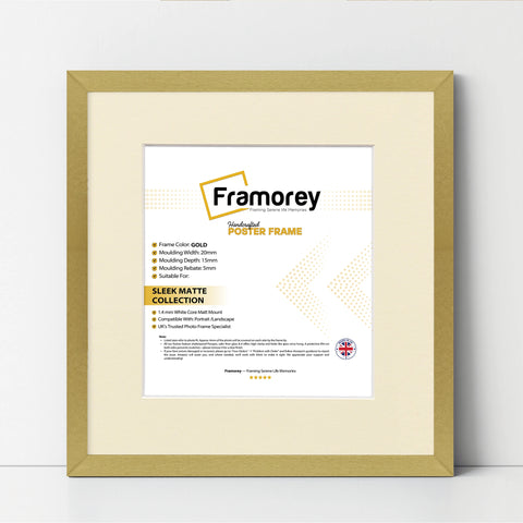 Square Size Thin Matt Gold Photo Frames With Ivory Mount