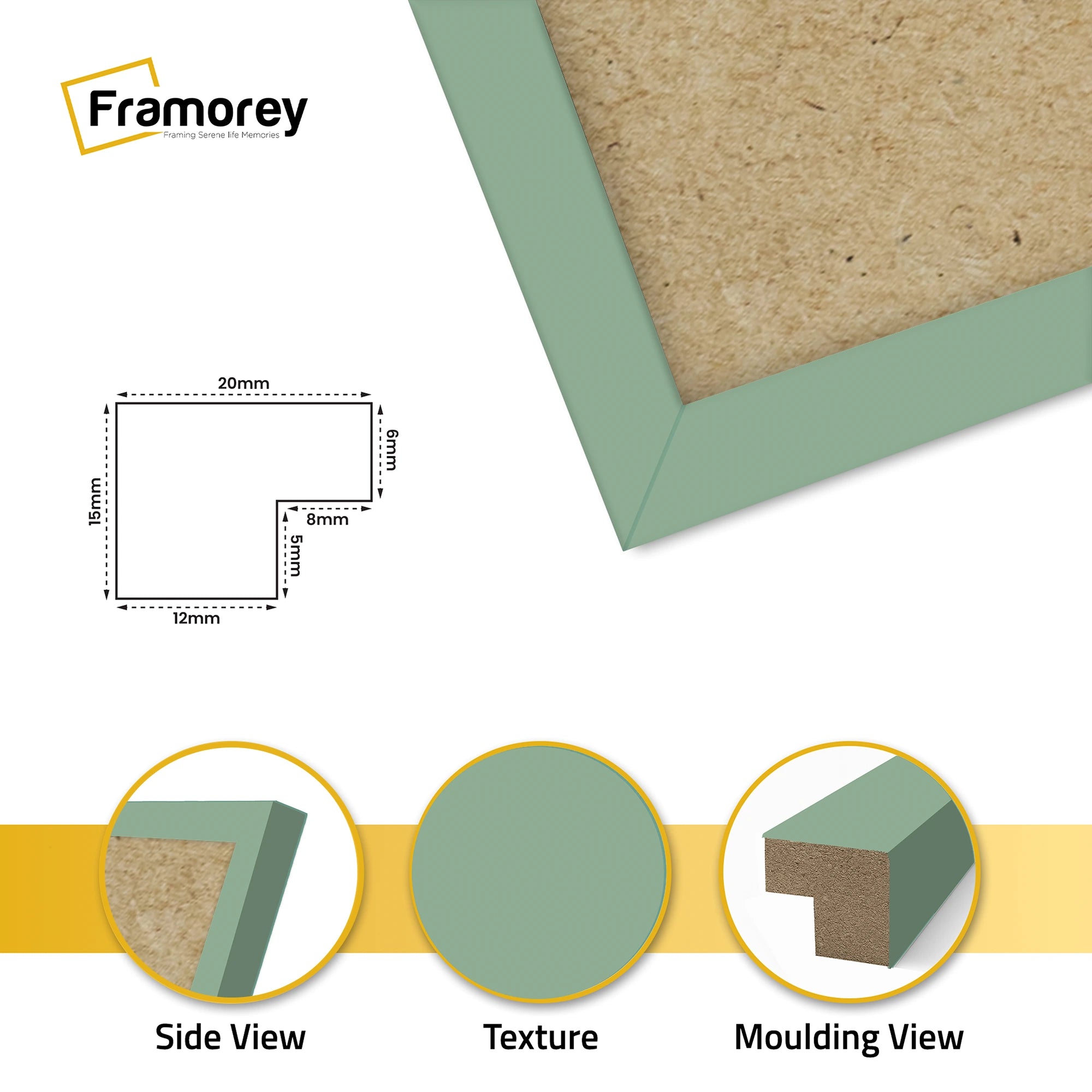 Square Size Green Thin Matt Picture Frame Poster Frames