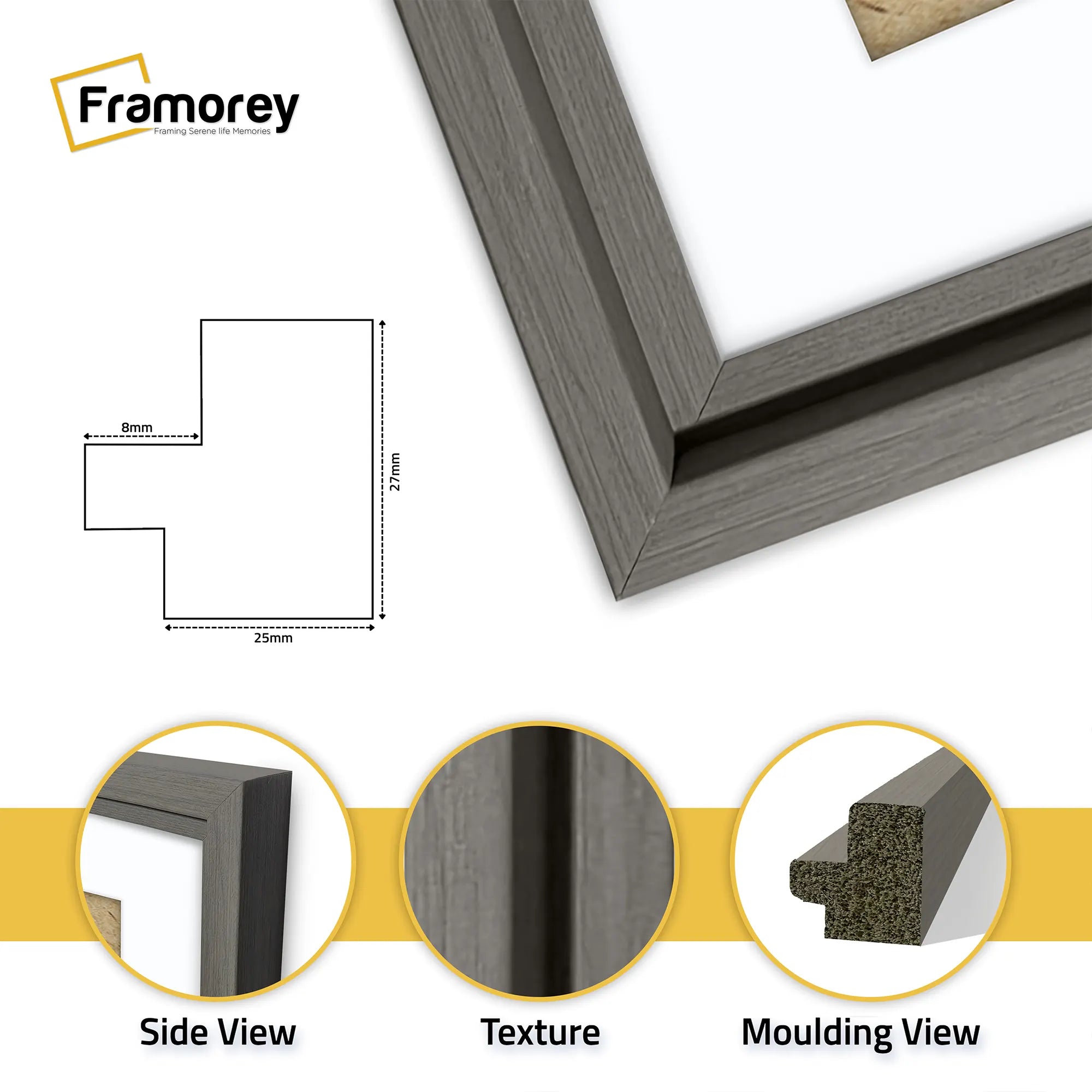 Square Size Grey Oslo Photo Frames Wall Art Frames With White Mount