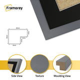 Square Size Dark Grey Thin Matt Picture Frames With Black Mount