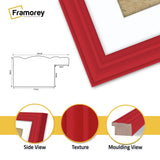 Antique Style Panoramic Red Picture Frame With White Mount Photo Frame
