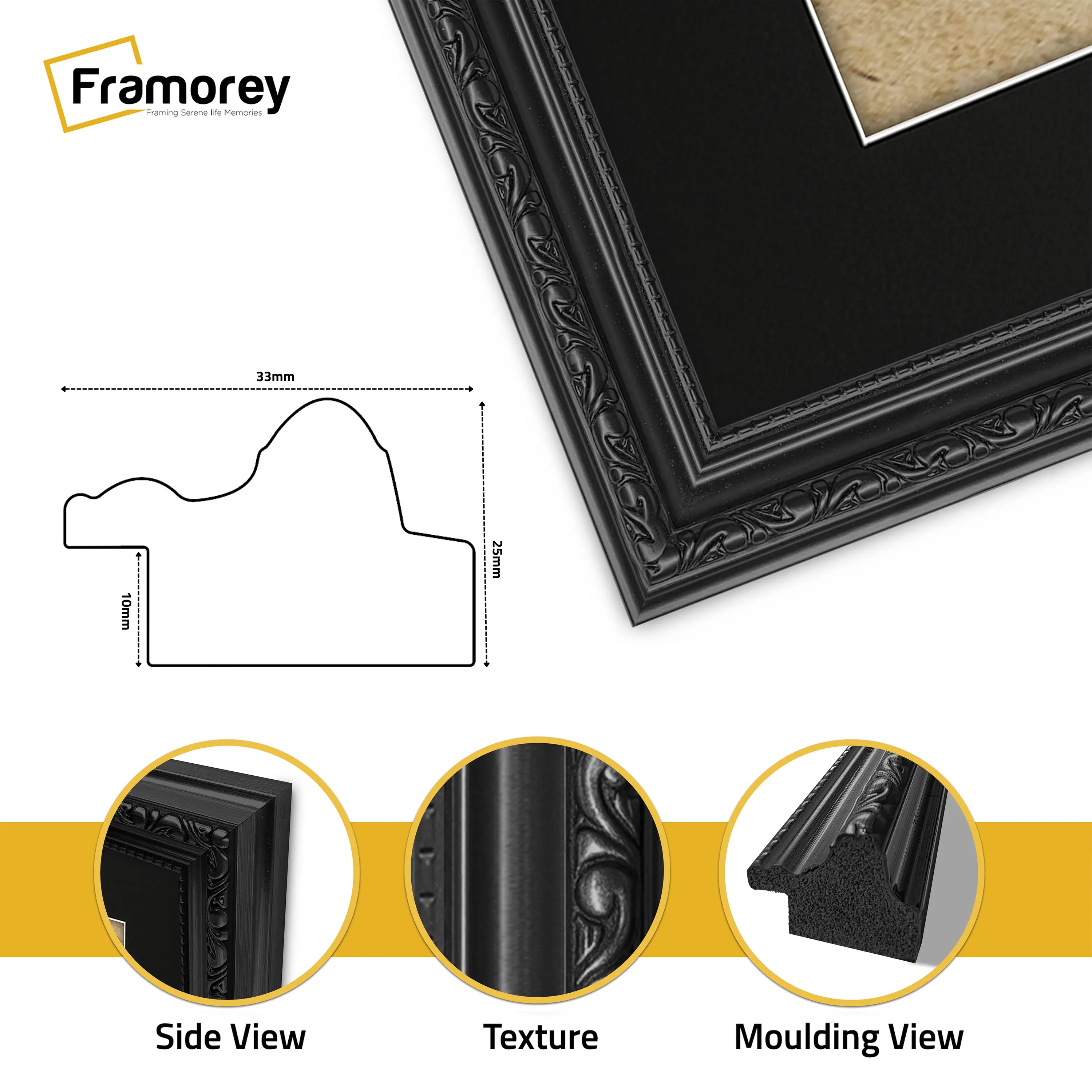 Panoramic Size Black Picture Frame Shabby Wall Frames With Black Mount
