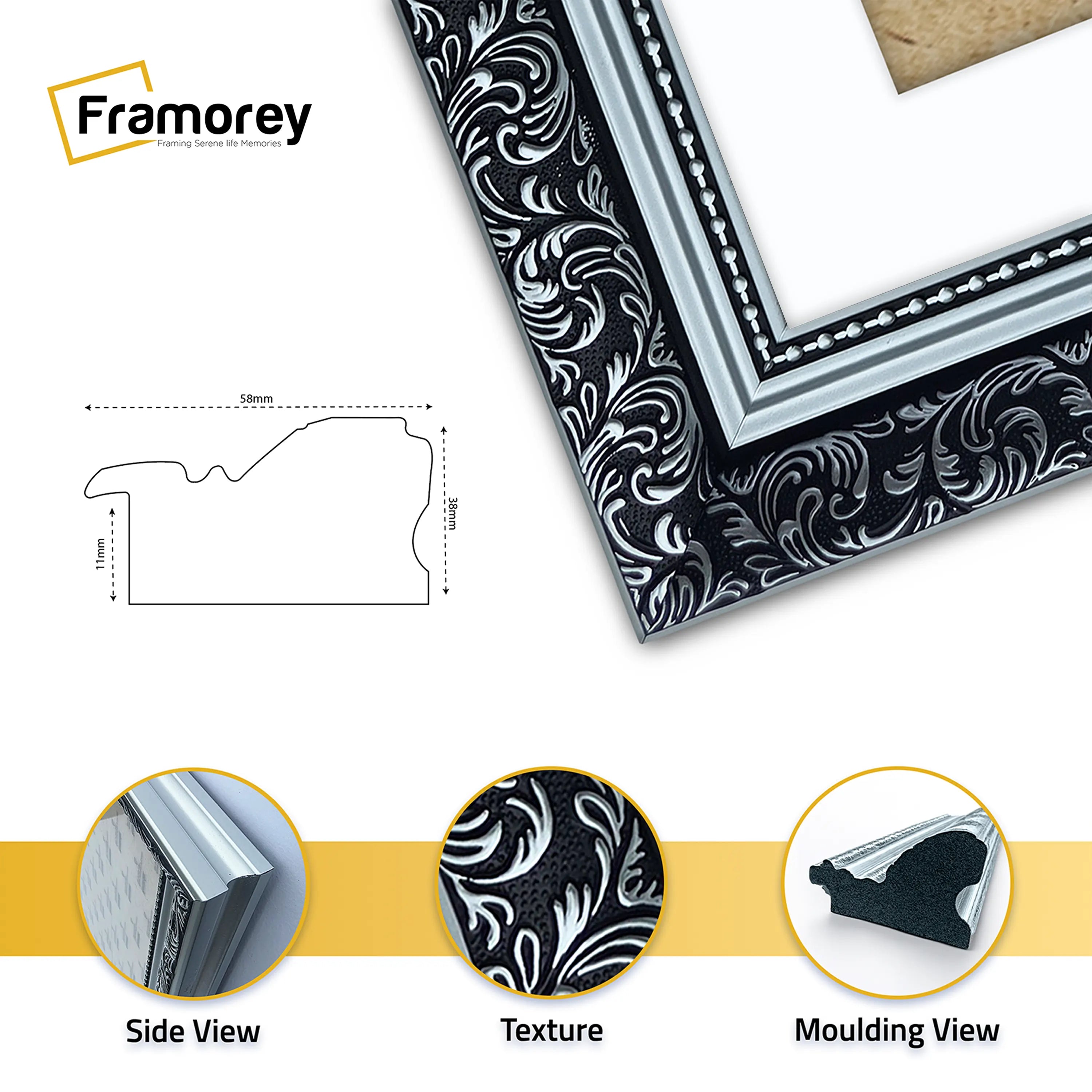 Panorama Silver Photo Frame Dahlia Wall Art Frame With White Mount