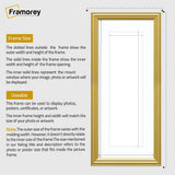 Antique Style Panoramic Gold Picture Frame Wall Art Frame With White Mount