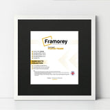 Square Size White Thin Matt Photo Frames with Black Mount