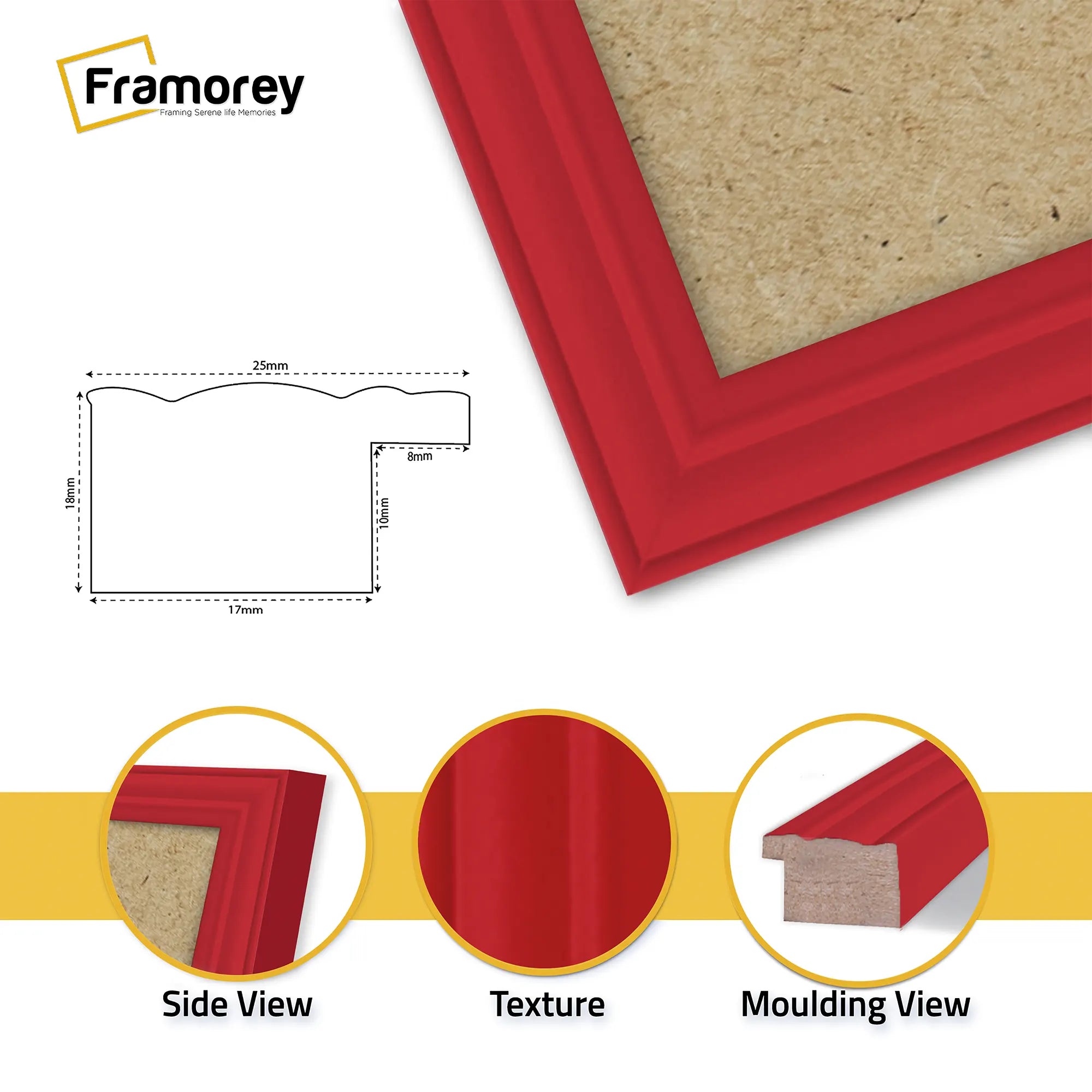 Antique Style Square Size Red Picture Frame Wall Art Photo Frame