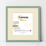 Square Size Thin Matt Green Picture Frames With Ivory Mount