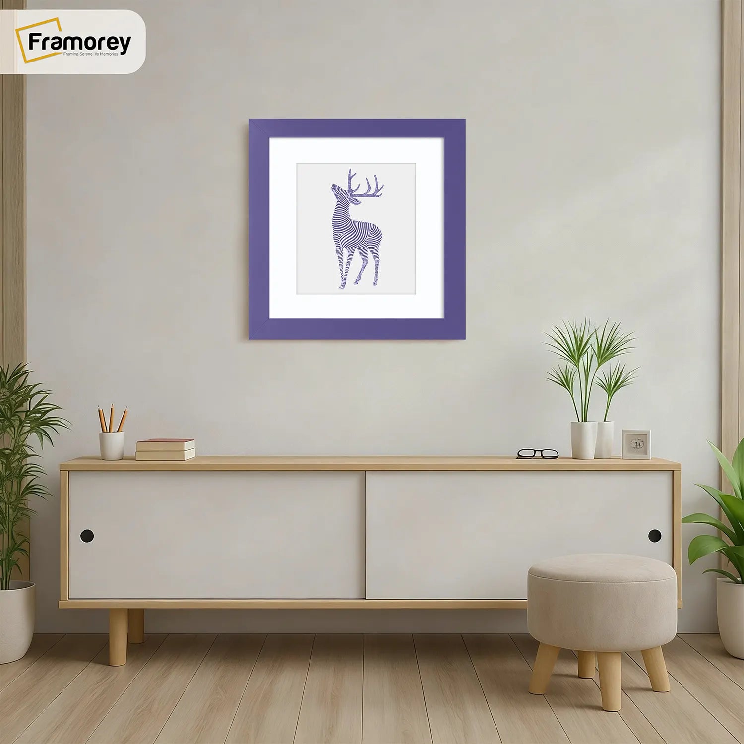 Square Size Purple Picture Frame With White Mount