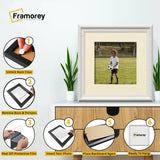 Square Size White Shabby Picture Frame With Ivory Mount