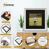 Square Size White Shabby Picture Frame With Black Mount