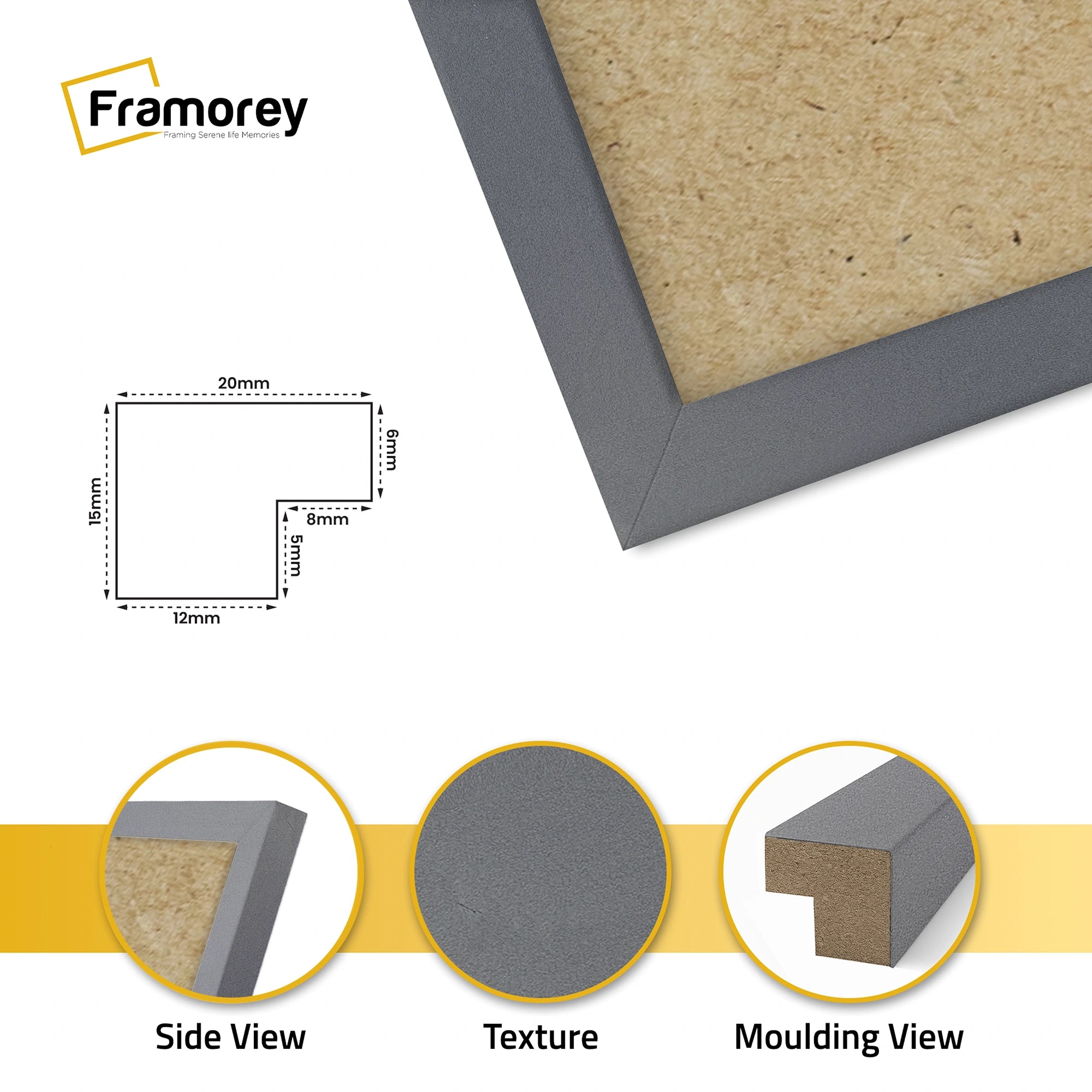 Square Size Dark Grey Thin Matt Picture Frame Poster Frames