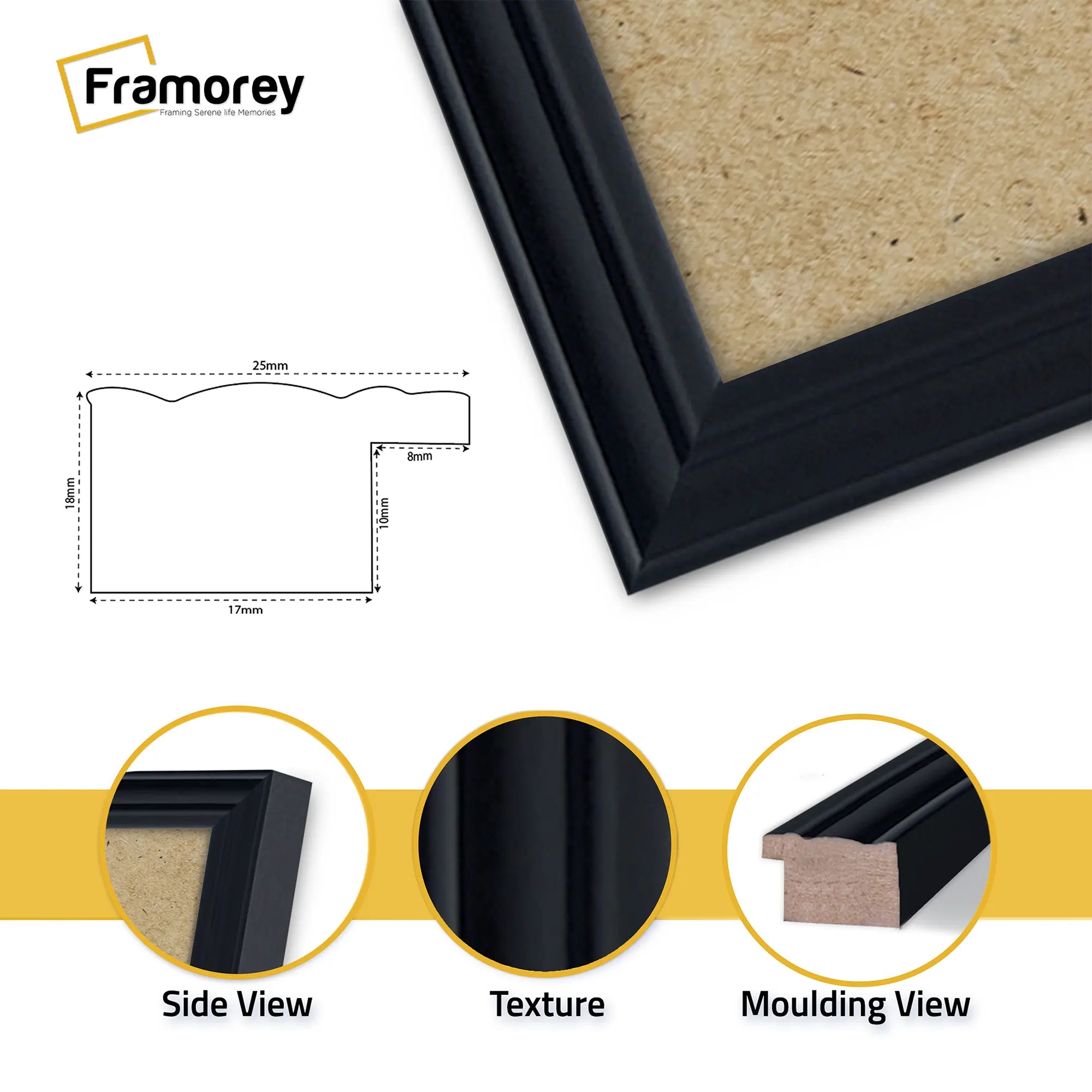 Antique Style Square Size Black Picture Frame Wall Art Photo Frame