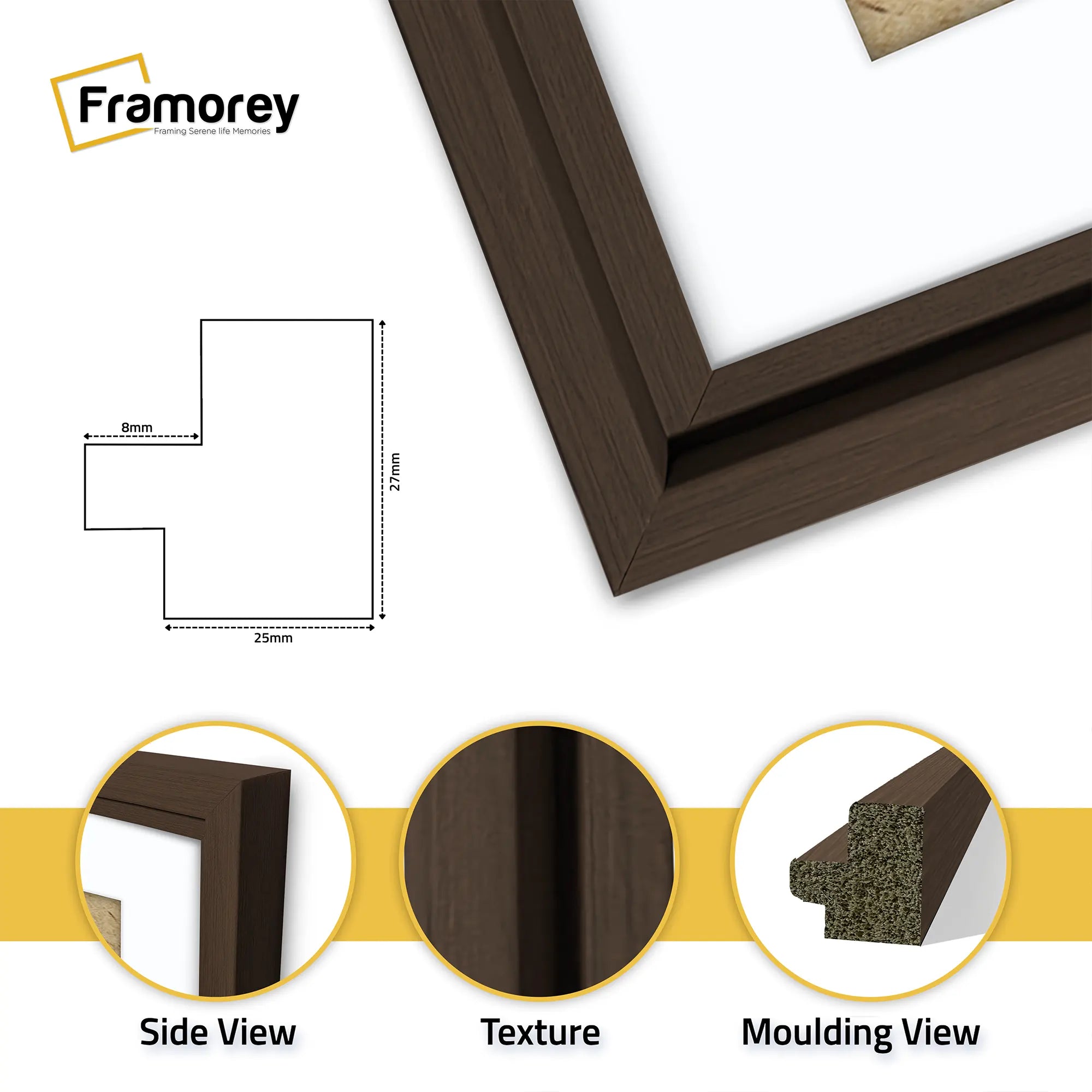 Square Size Walnut Oslo Photo Frames Wall Art Frames With White Mount