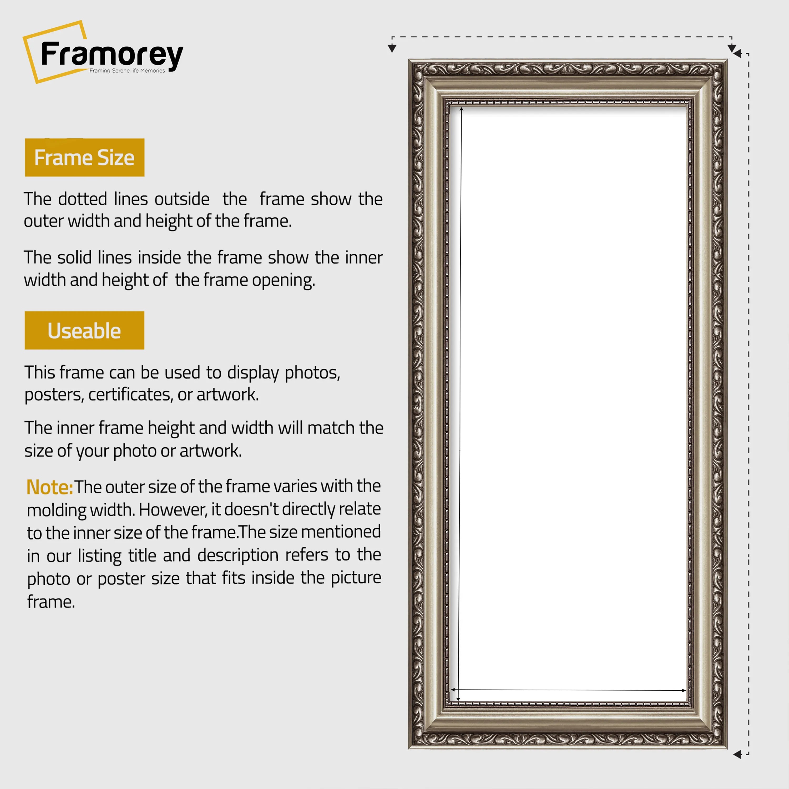 Shabby Chic Effect Panoramic Style Gun Metal Photo Frame Picture Frame