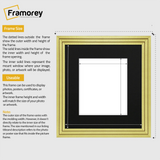 Step Style Square Size Gold Picture Frame With Black Mount