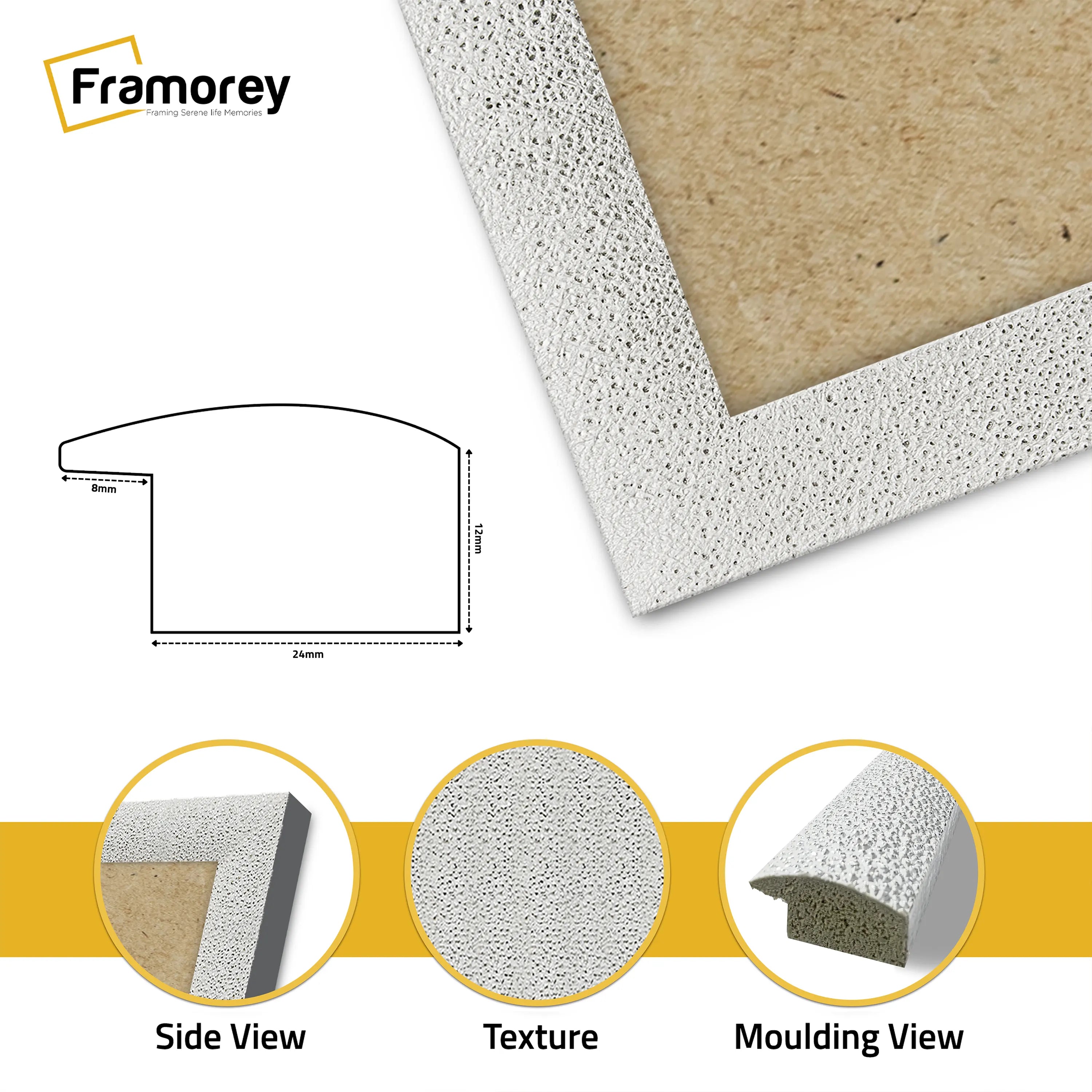 Square Size Picture Frame White Glitter Sparkle Photo Frames