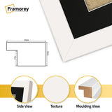 Flat Square White Picture Frame Wall Art Photo Frame With Black Mount