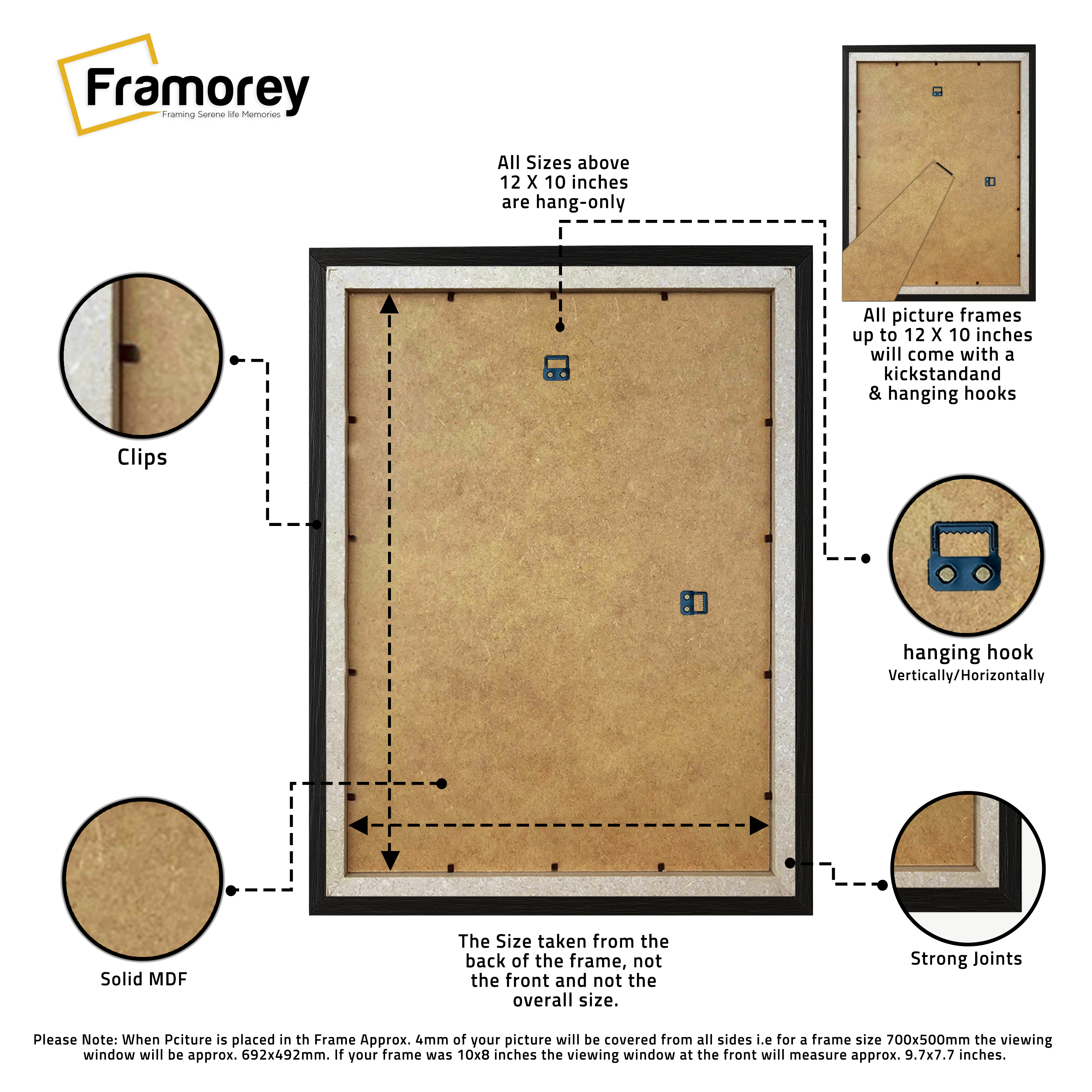 Thin Ash Black Picture Frame With Ivory Mount