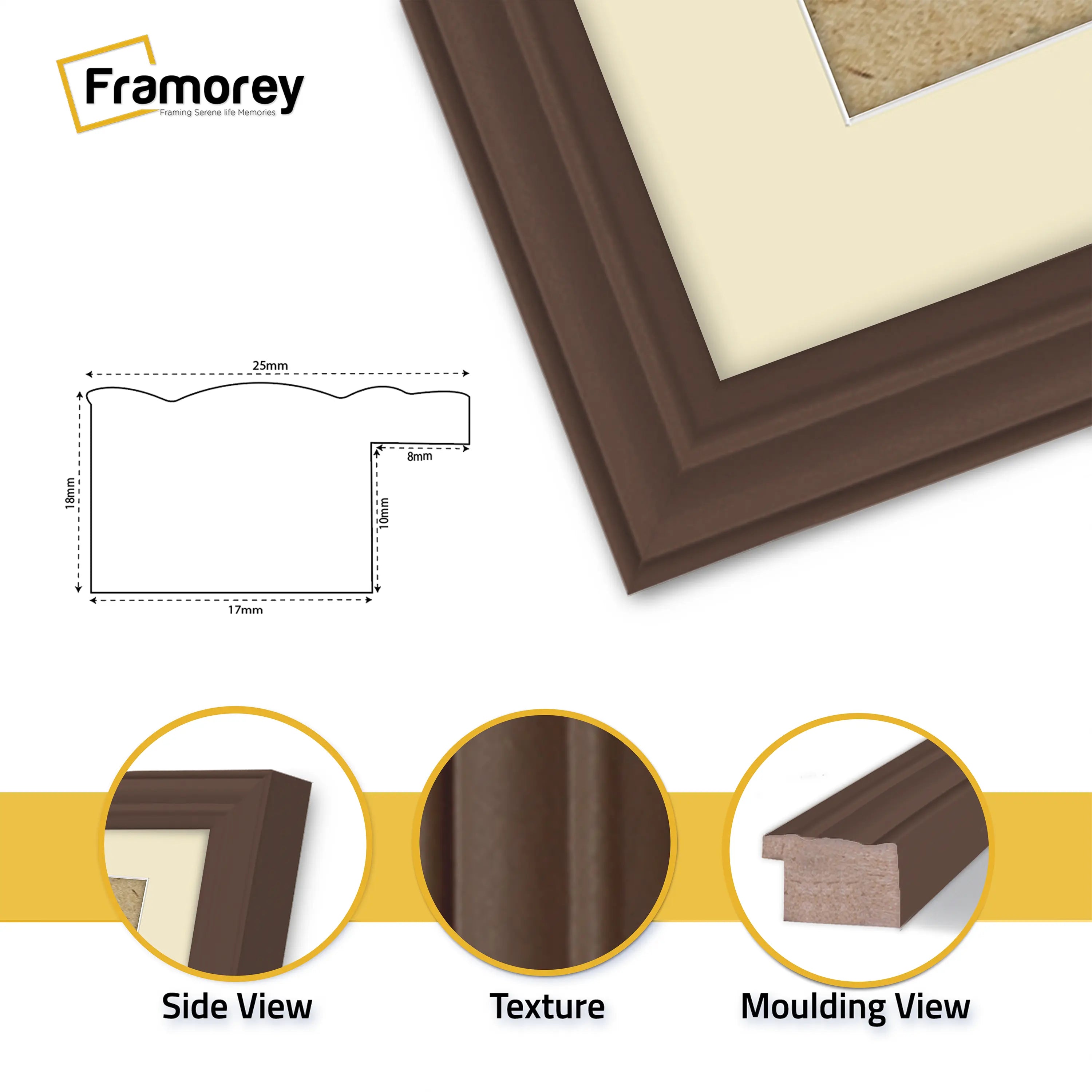 Antique Style Panoramic Mahogany Wall Art Photo Frame With Ivory Mount