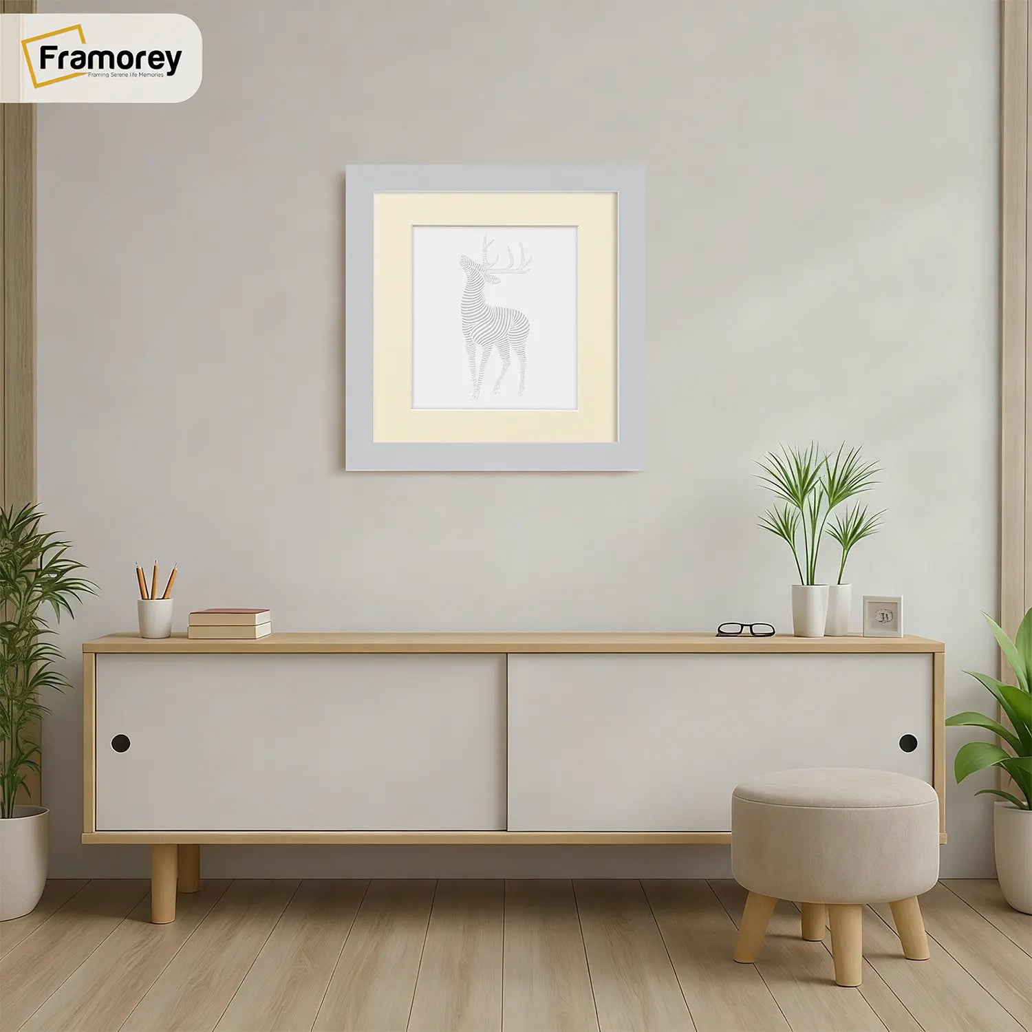 Square Size Silver Picture Frame With Ivory Mount
