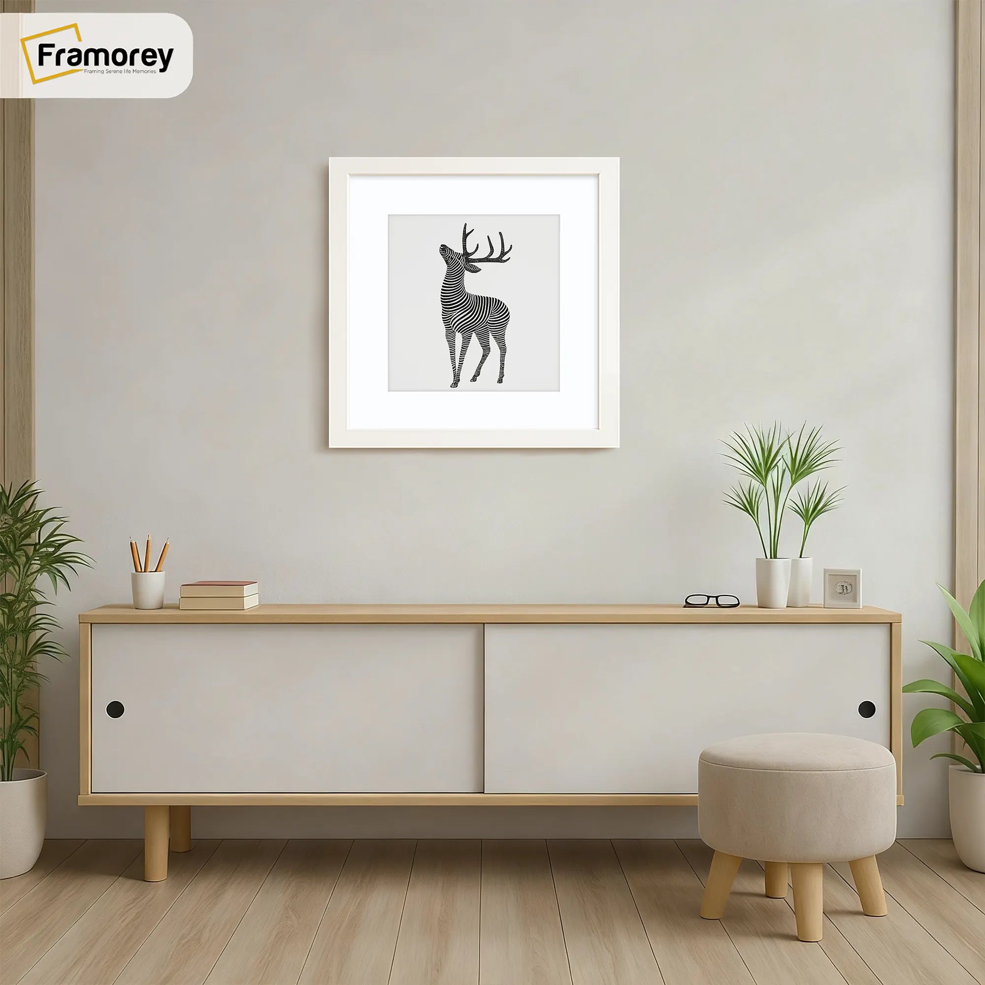 Square Size Thin Matt White Photo Frames With White Mount