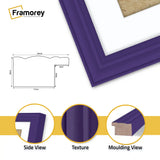 Antique Style Square Purple Picture Frame Wall Art Frame With White Mount