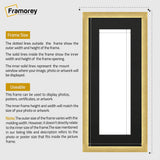 Panoramic Size Glitter Sparkle Gold Photo Frames With Black Mount
