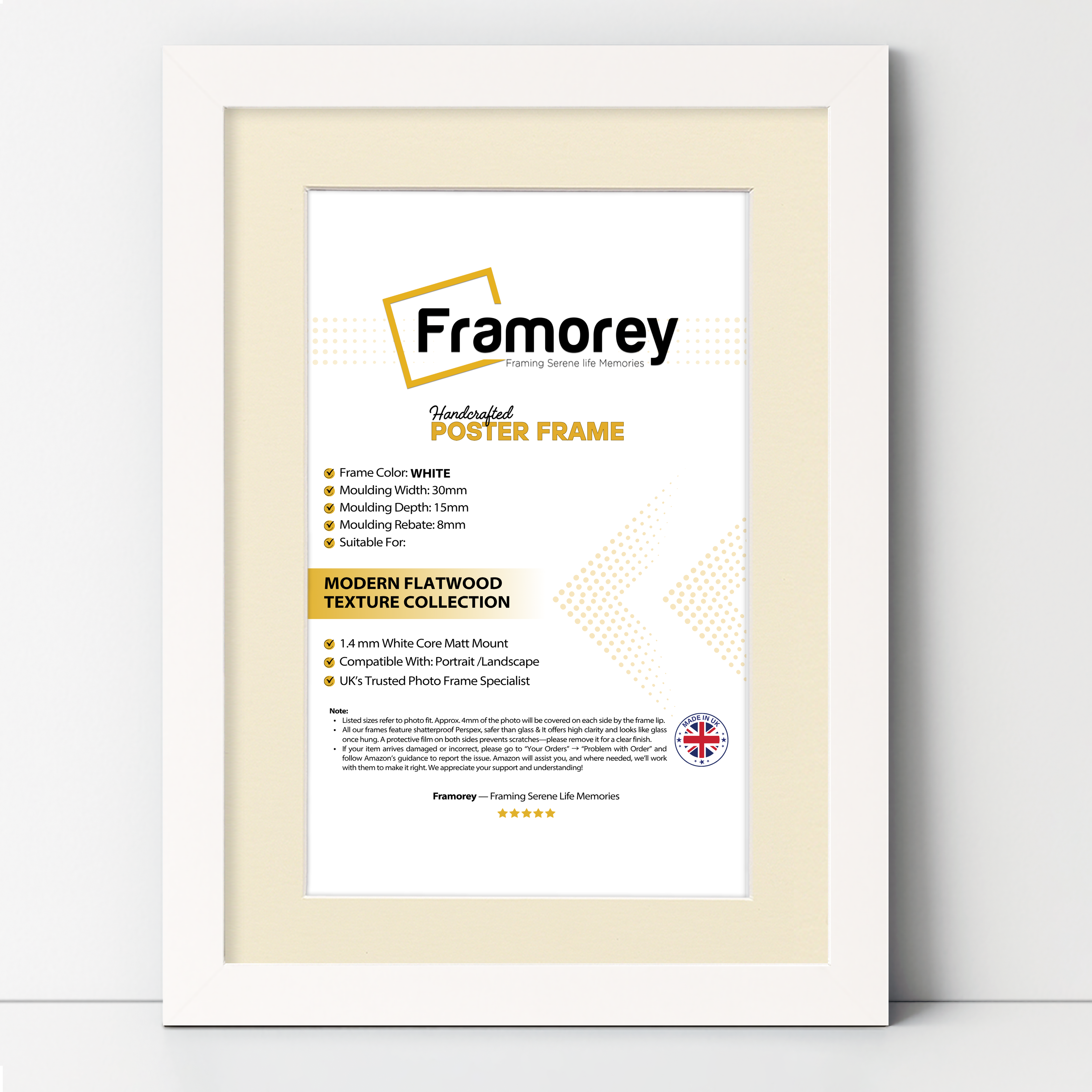 White Picture Frame With Ivory Mount