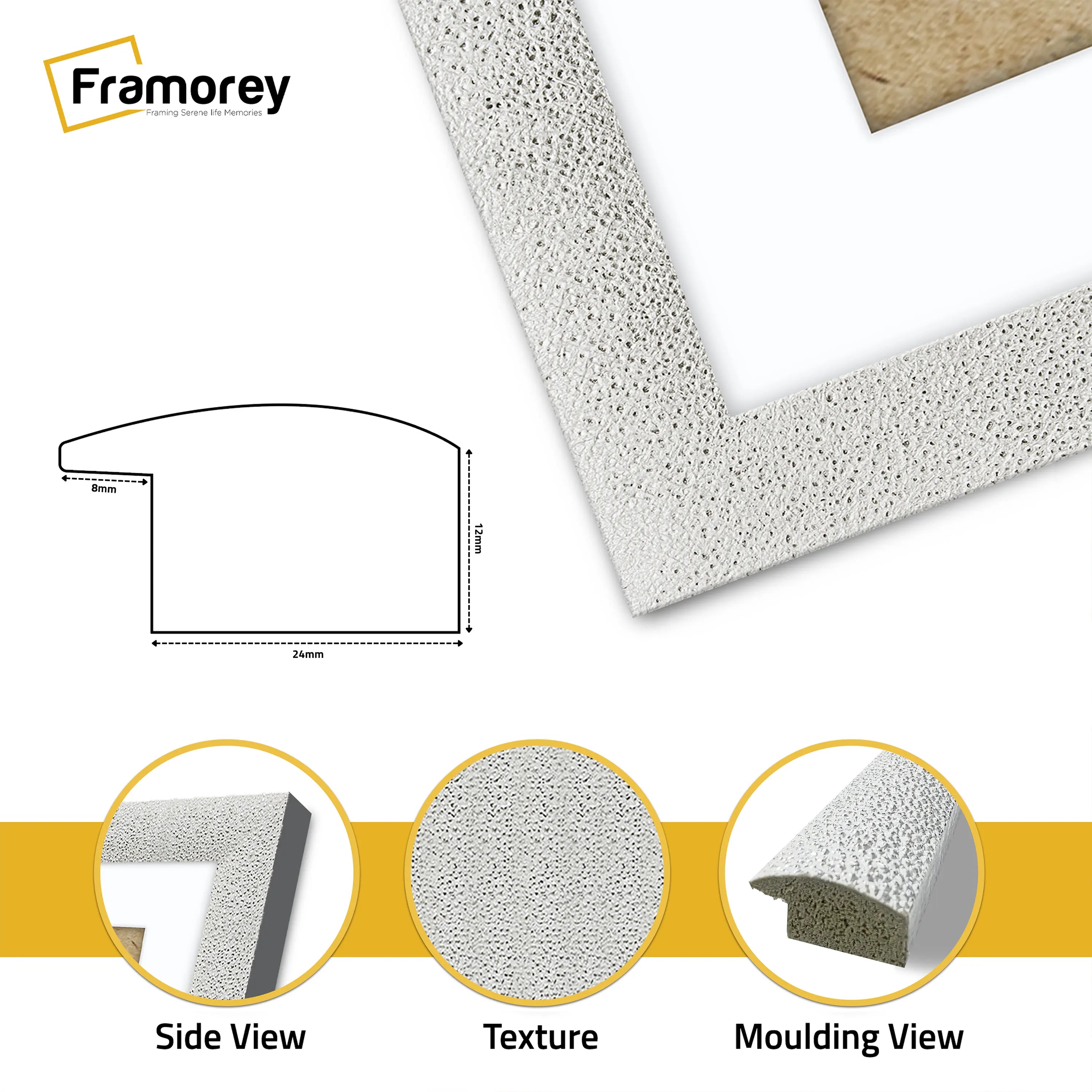 Square Picture Frame White Glitter Sparkle Photo Frames With White Mount