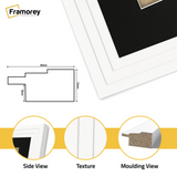 Step Style Square Size White Picture Frame With Black Mount