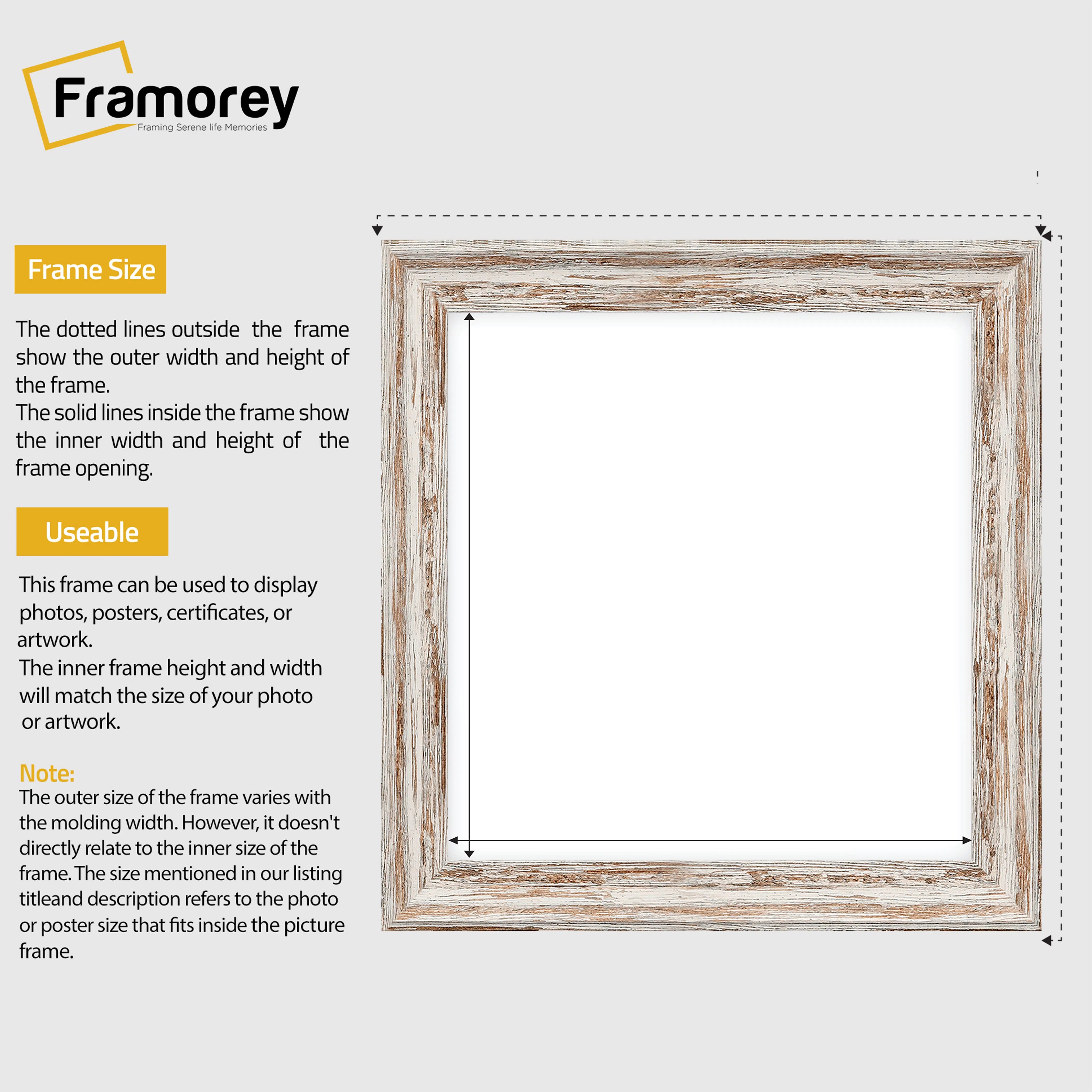 Square Size Walnut Picture Frame Vintage Distressed Photo Frames