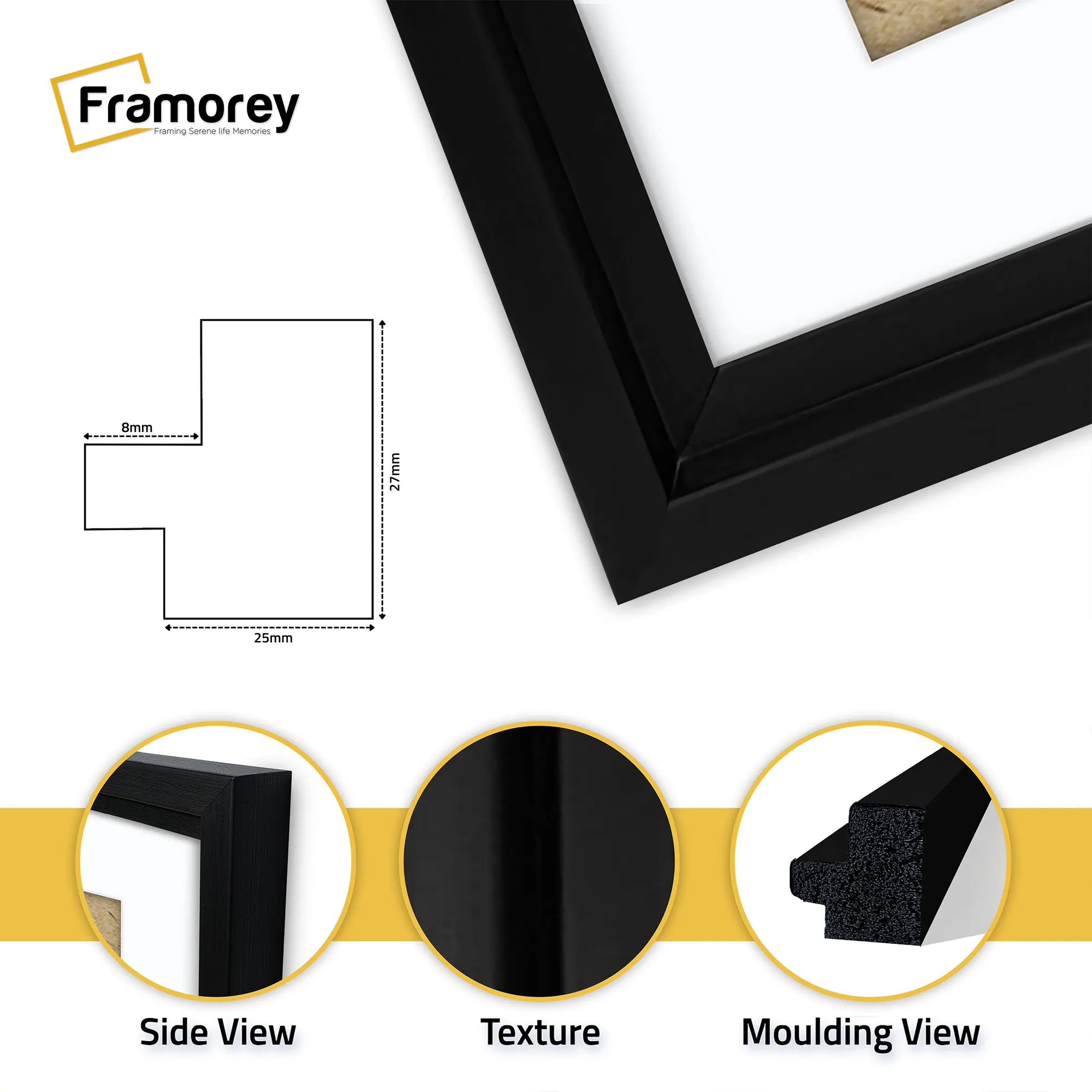 Square Size Black Oslo Photo Frames Wall Art Frames With White Mount