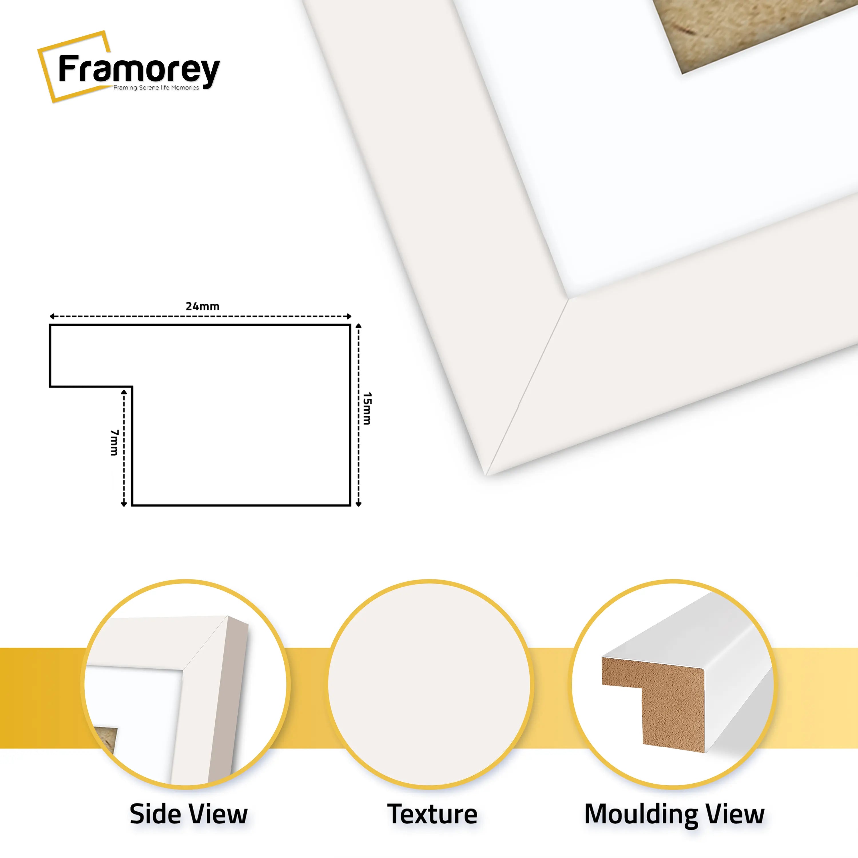 Flat Panoramic White Picture Photo Frame Wall Art Poster Frame With White Mount