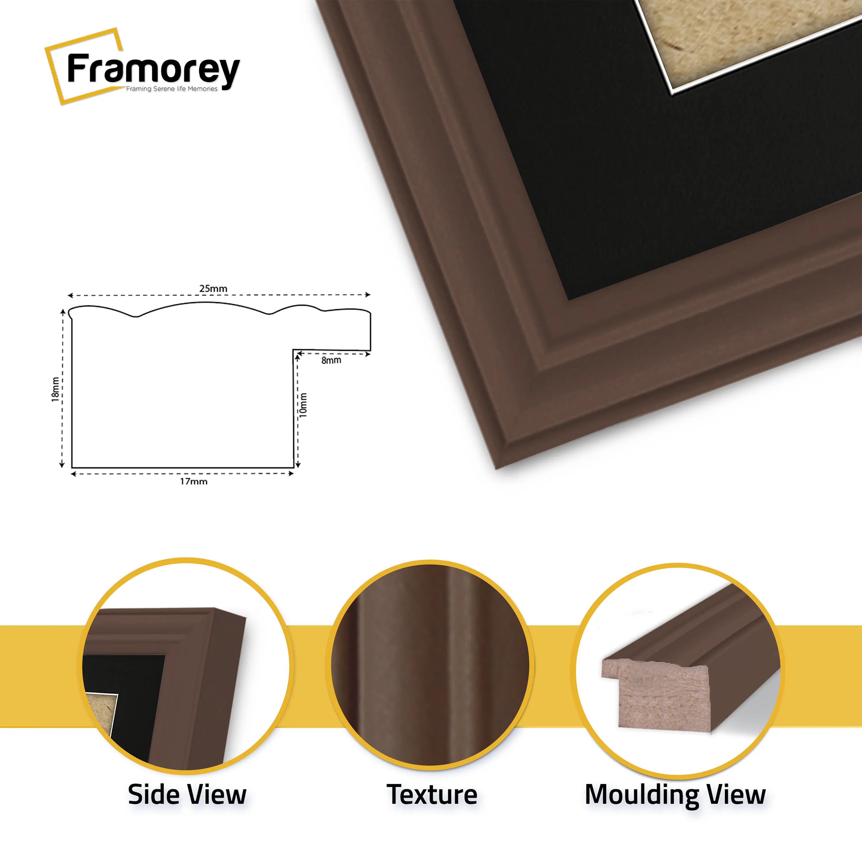 Antique Style Panoramic Mahogany Picture Frame Wall Art Frame With Black Mount