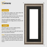 Panoramic Size Gun Metal Picture Frame Shabby Wall Frames With Black Mount