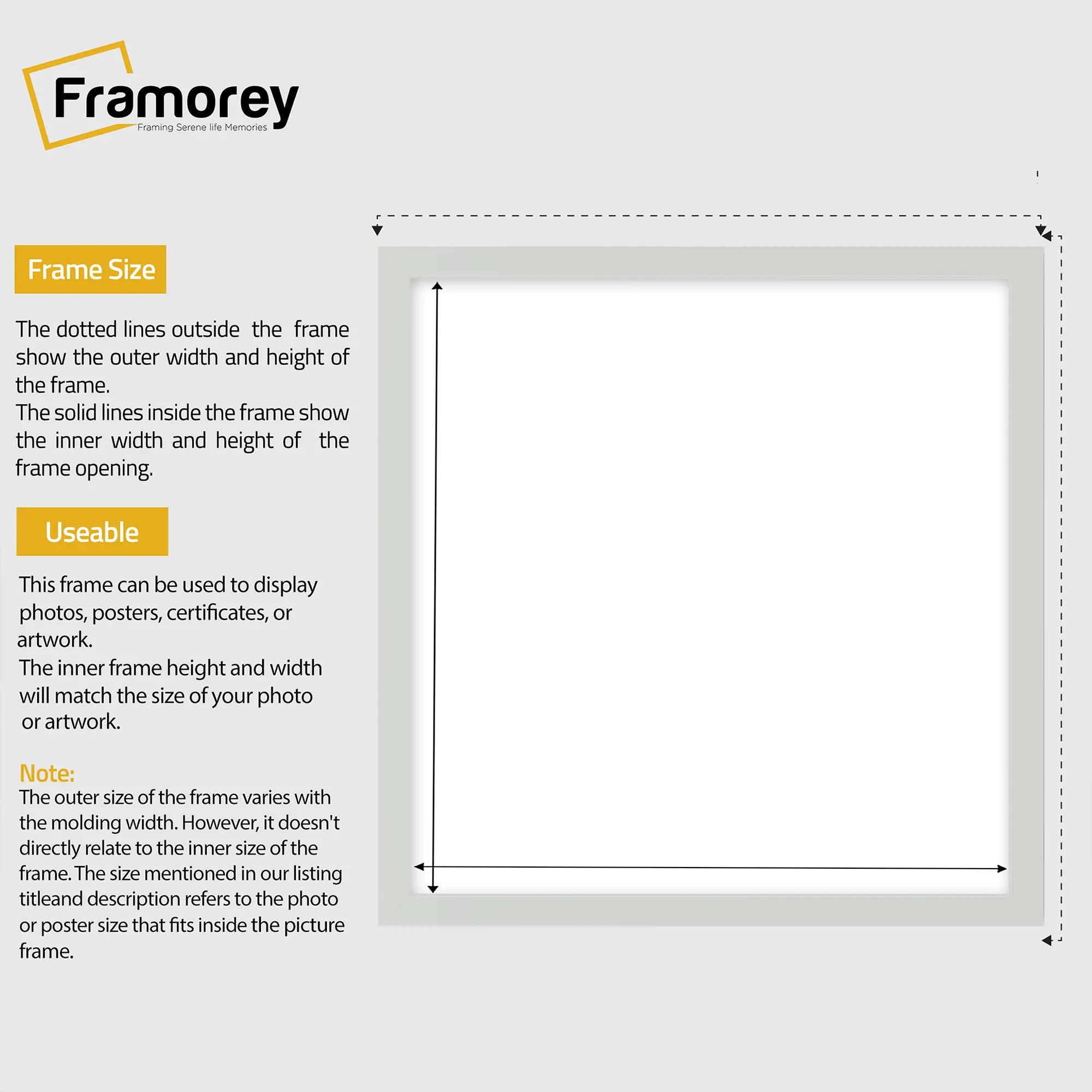 Square Size Silver Thin Matt  Picture Frame Poster Frames